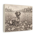 Dachshund Countryside Sketch Personalized Canvas | Autumn Meadow Wall Art