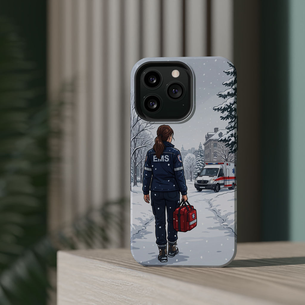 Paramedic/EMT Winter Phone Case — Magnetic Wireless Charging Cover