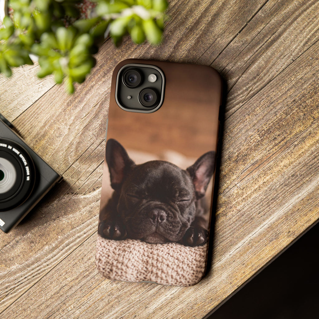 Sleeping French Bulldog Phone Case | Cozy Frenchie Resting on Blanket | iPhone & Samsung