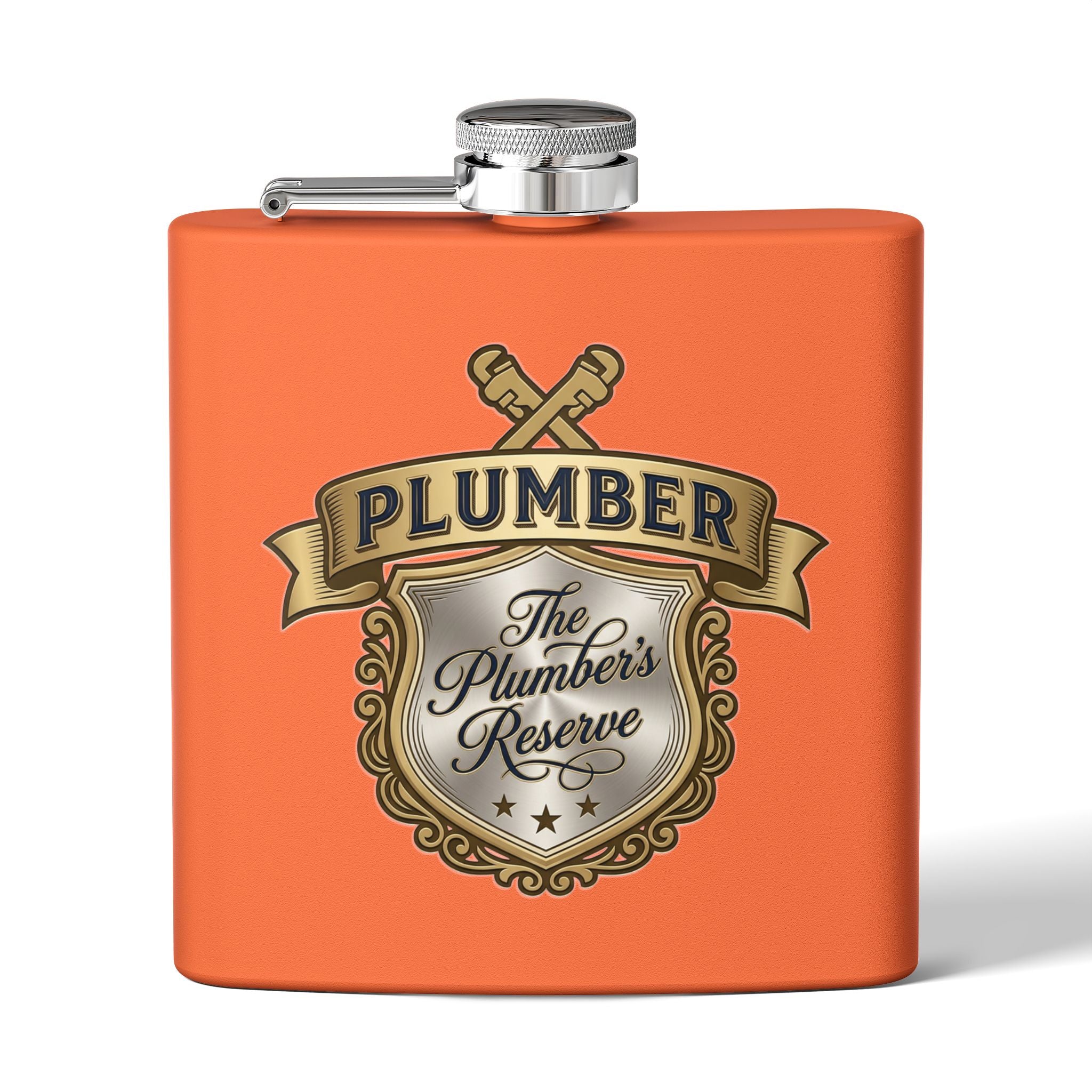 Flask — "The Plumber's Reserve" 6oz Stainless Steel Hip Flask