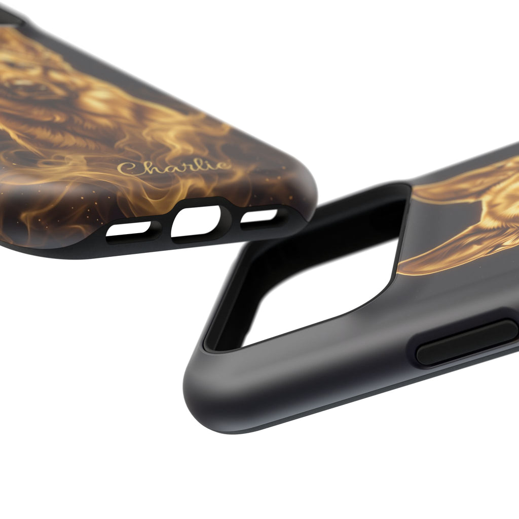German Shepherd Phone Case | Personalized Gold Glow Art — Tough Magnetic Case with Wireless Charging