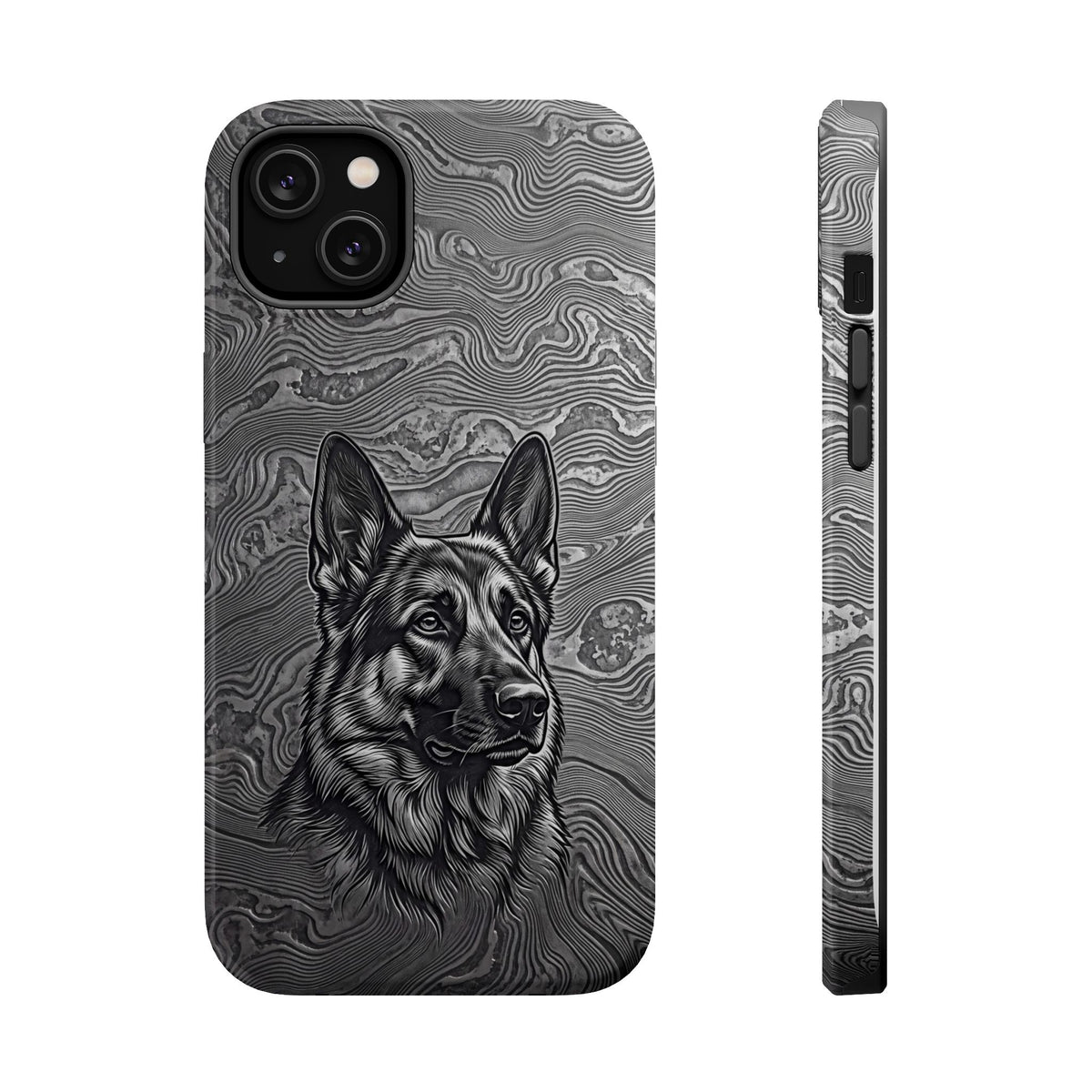 German Shepherd Phone Case | Damascus Art — Tough Magnetic Case with Wireless Charging