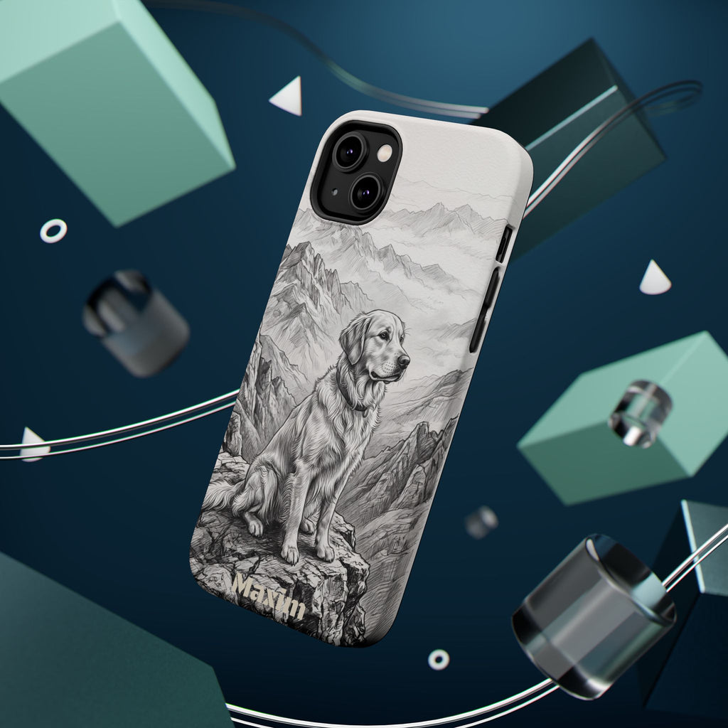 Personalized Golden Retriever Mountain Peak Phone Case — Wireless Charging Cover