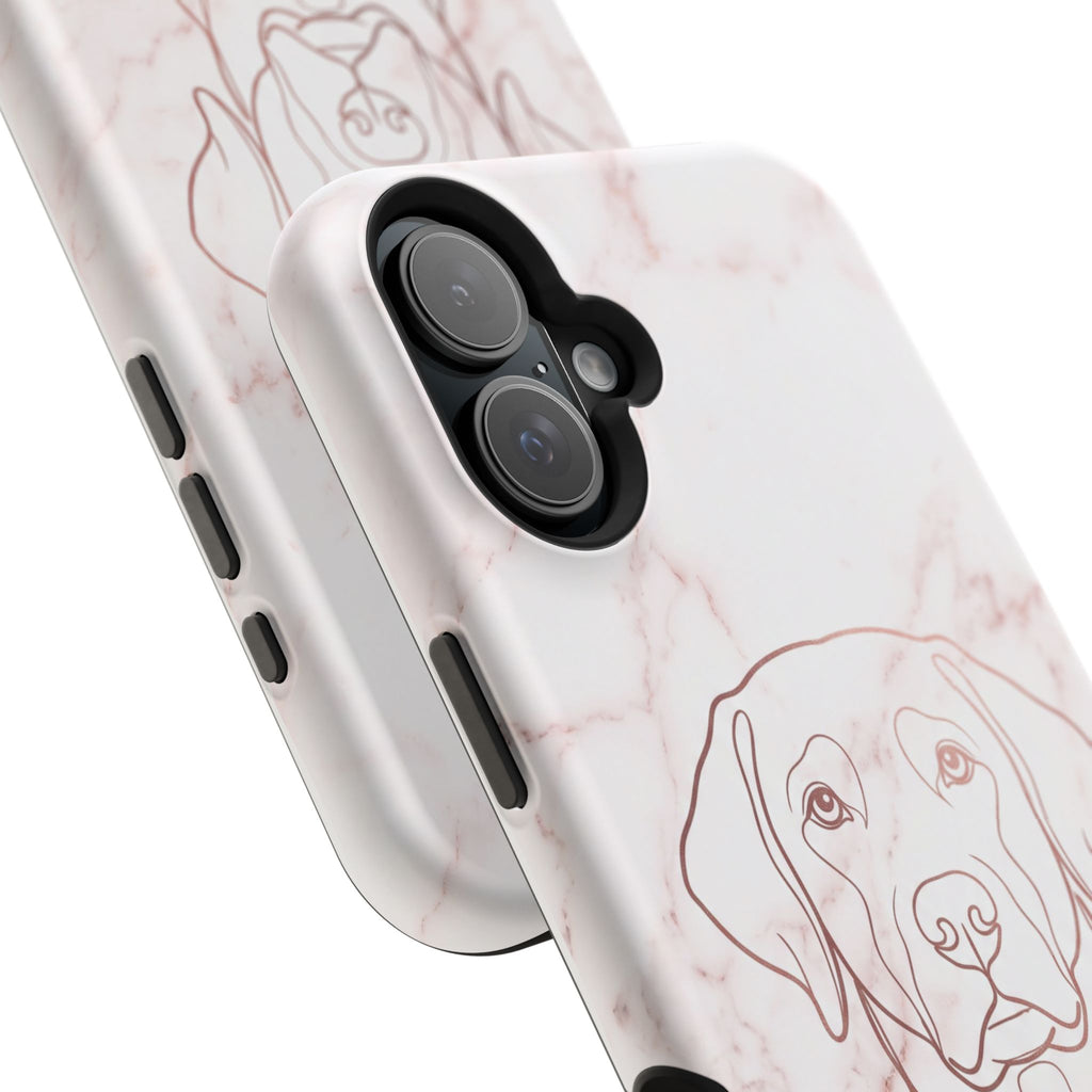 Personalized Rose Gold Marble Labrador Phone Case — Tough Magnetic Case with Wireless Charging