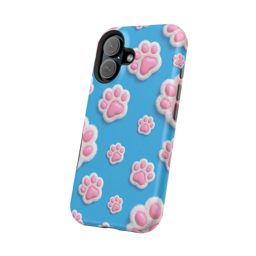 Fluffy Paw Print Phone Case | Cute 3D Pink Paw Pattern Case for Dog & Cat Lovers | iPhone & Samsung