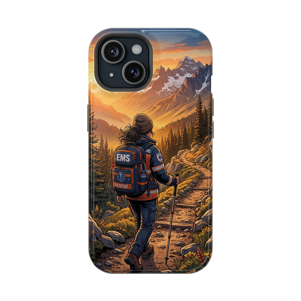 Paramedic/EMT Mountain Phone Case — Magnetic Wireless Charging Cover