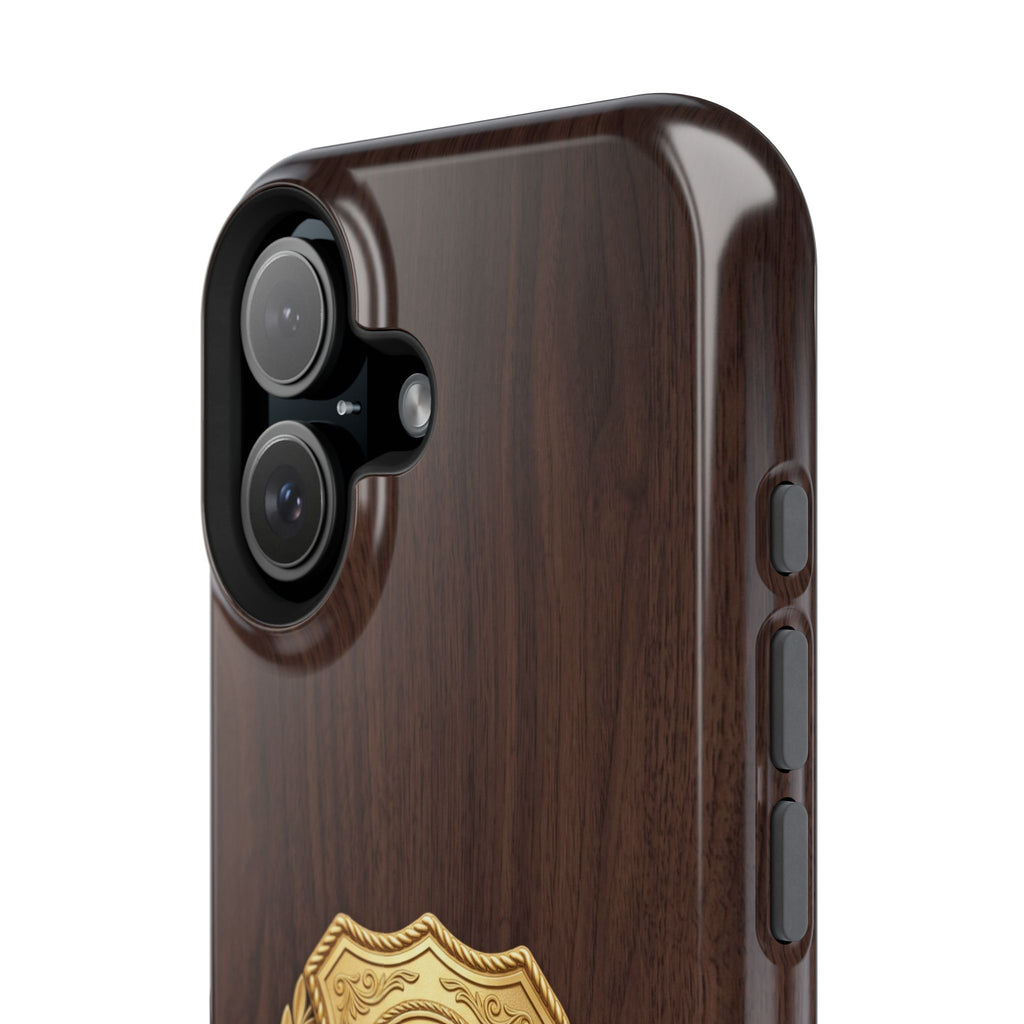 Gold EMS Laurel Badge Wood Phone Case — Magnetic Wireless Charging Cover
