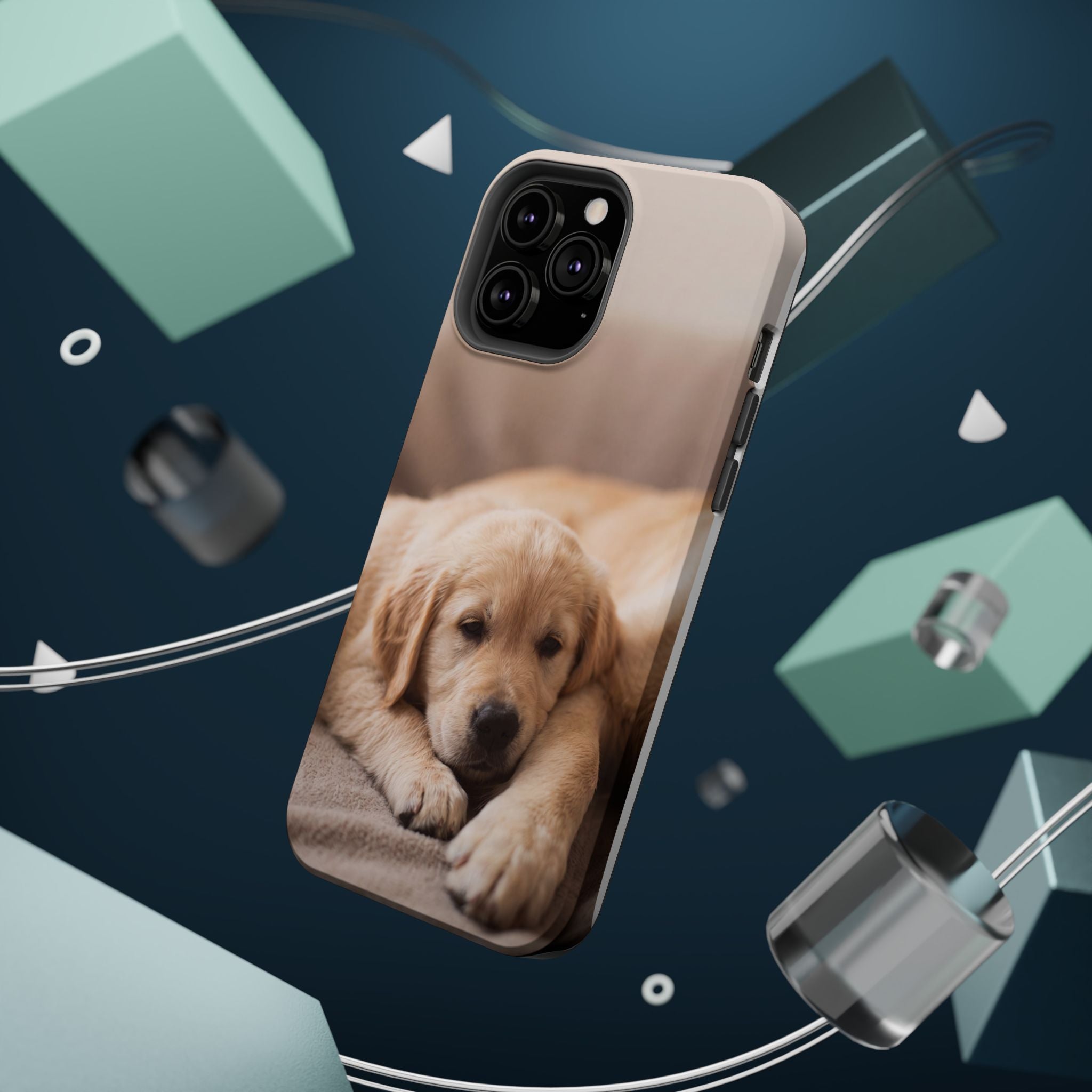 Golden Retriever Puppy Phone Case — Impact-Resistant Wireless Charging Cover