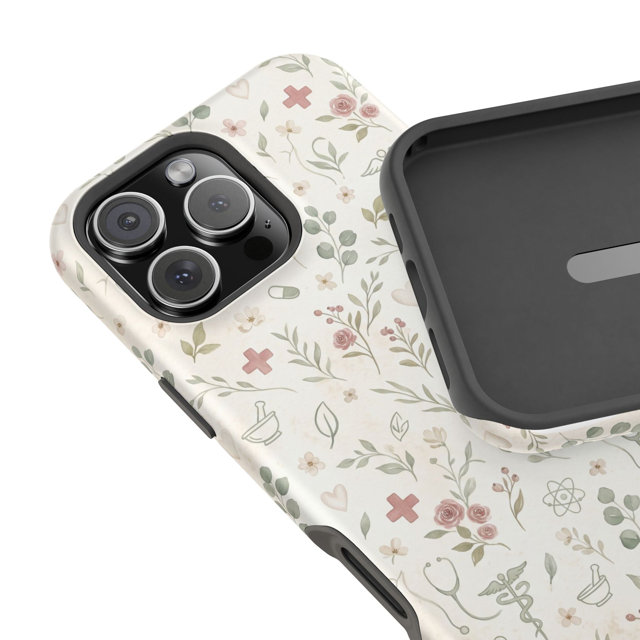 Floral Nurse Phone Case — Impact-Resistant Wireless Charging Cover