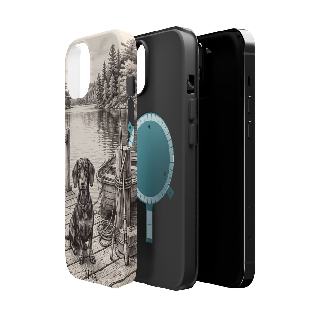 Personalized Dachshund Sunset Beach Phone Case — Wireless Charging Cover