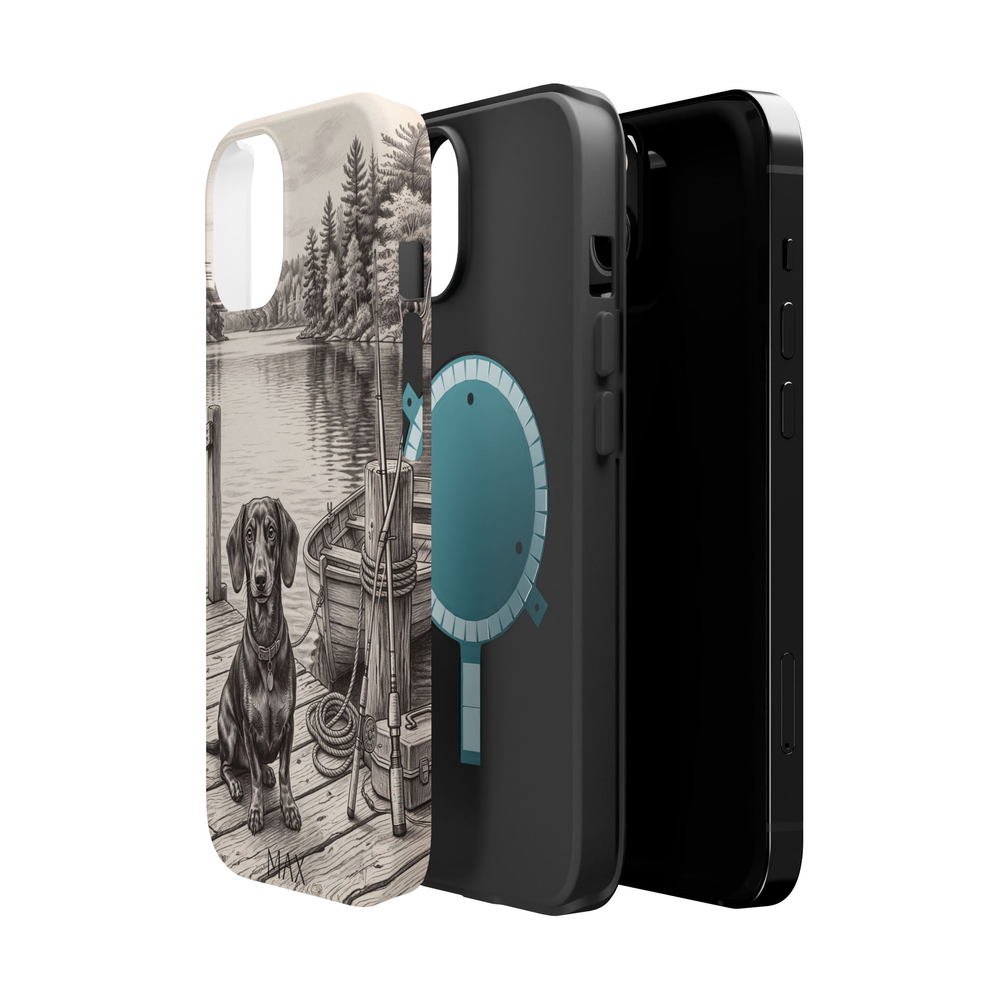 Personalized Dachshund Sunset Beach Phone Case — Wireless Charging Cover