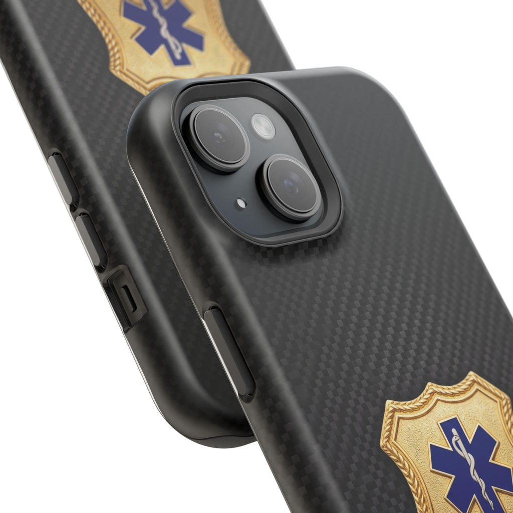 Gold Paramedic Badge Black Phone Case — Magnetic Wireless Charging Cover