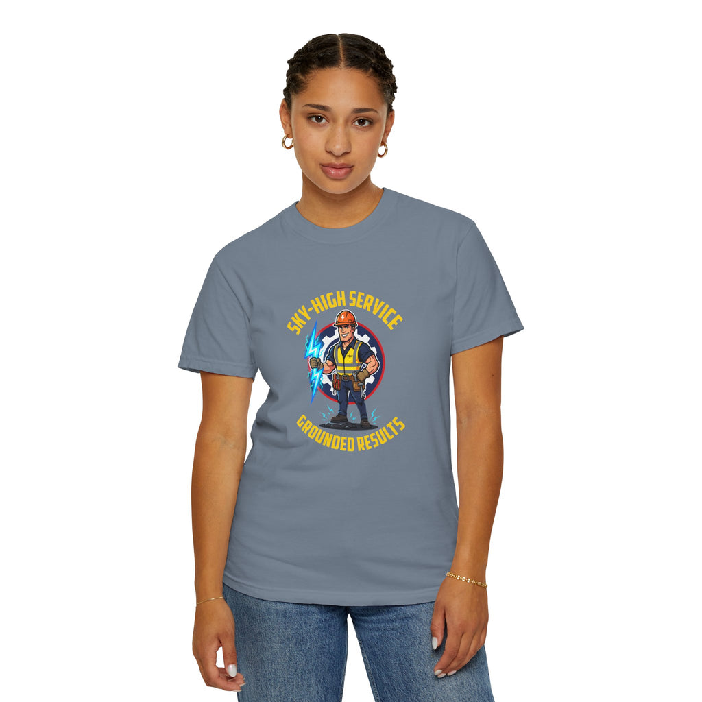 Sky-High Service Grounded Results Electrician T-Shirt