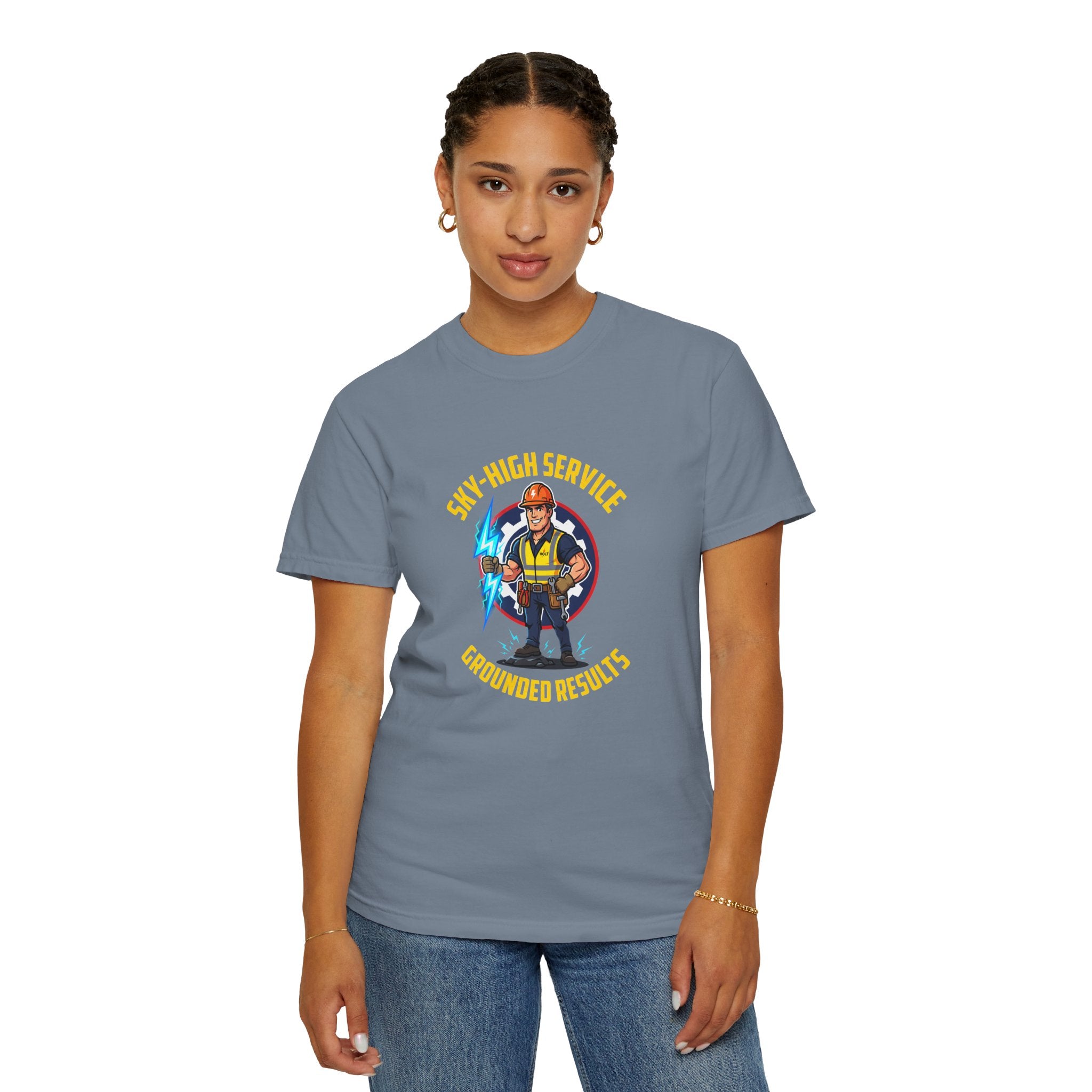 Sky-High Service Grounded Results Electrician T-Shirt