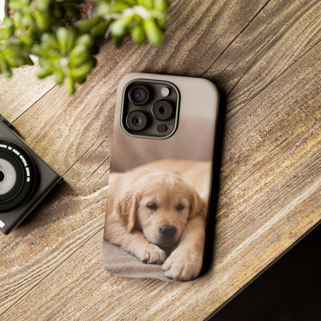 Sleepy Golden Retriever Puppy Phone Case | Cozy Cuddly Puppy Portrait | Samsung & iPhone
