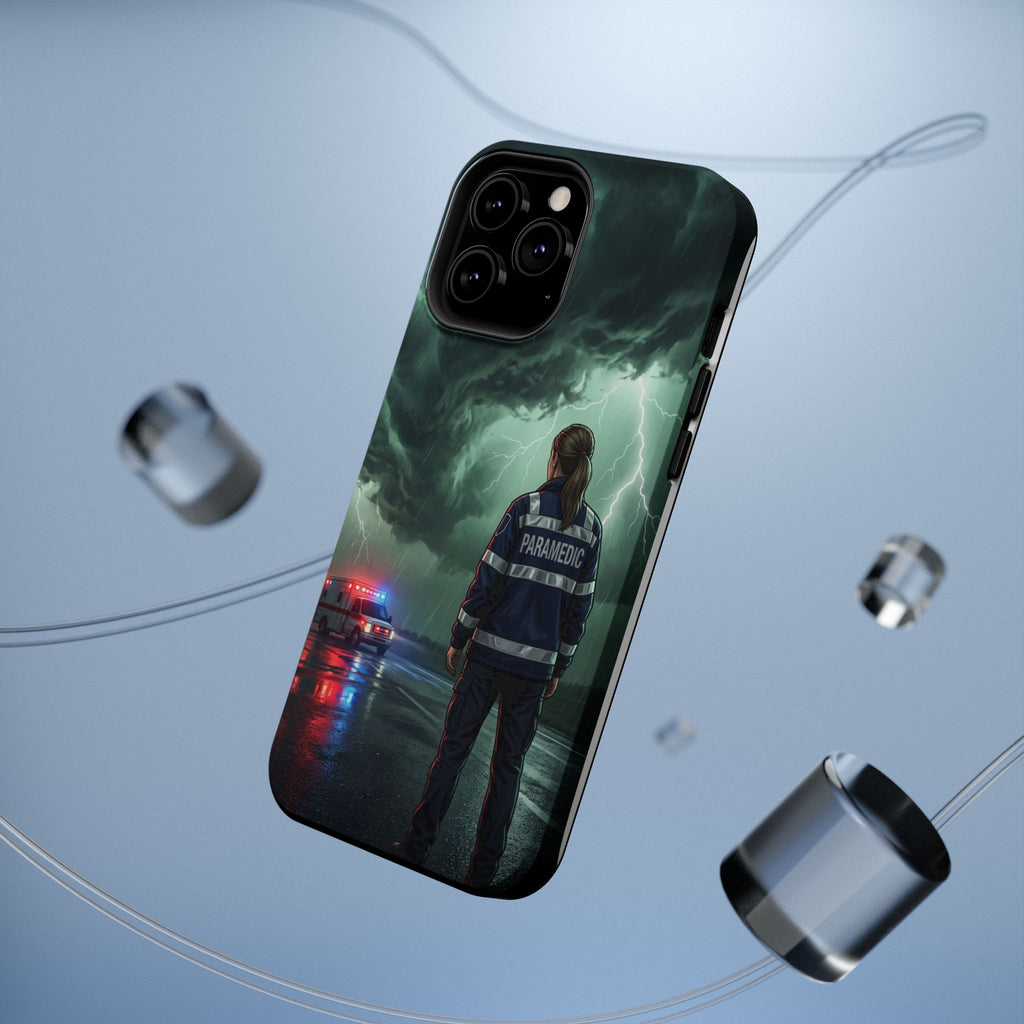Female Paramedic Green Storm Phone Case — Magnetic Wireless Charging Cover