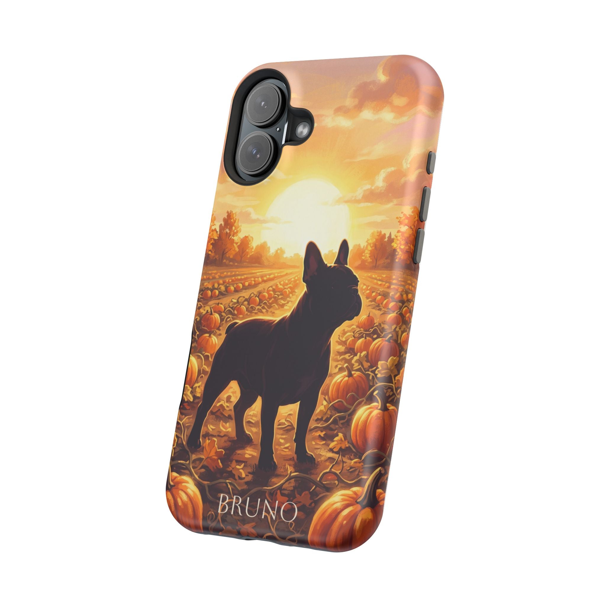 Personalized French Bulldog Pumpkin Patch Phone Case — Wireless Charging Cover