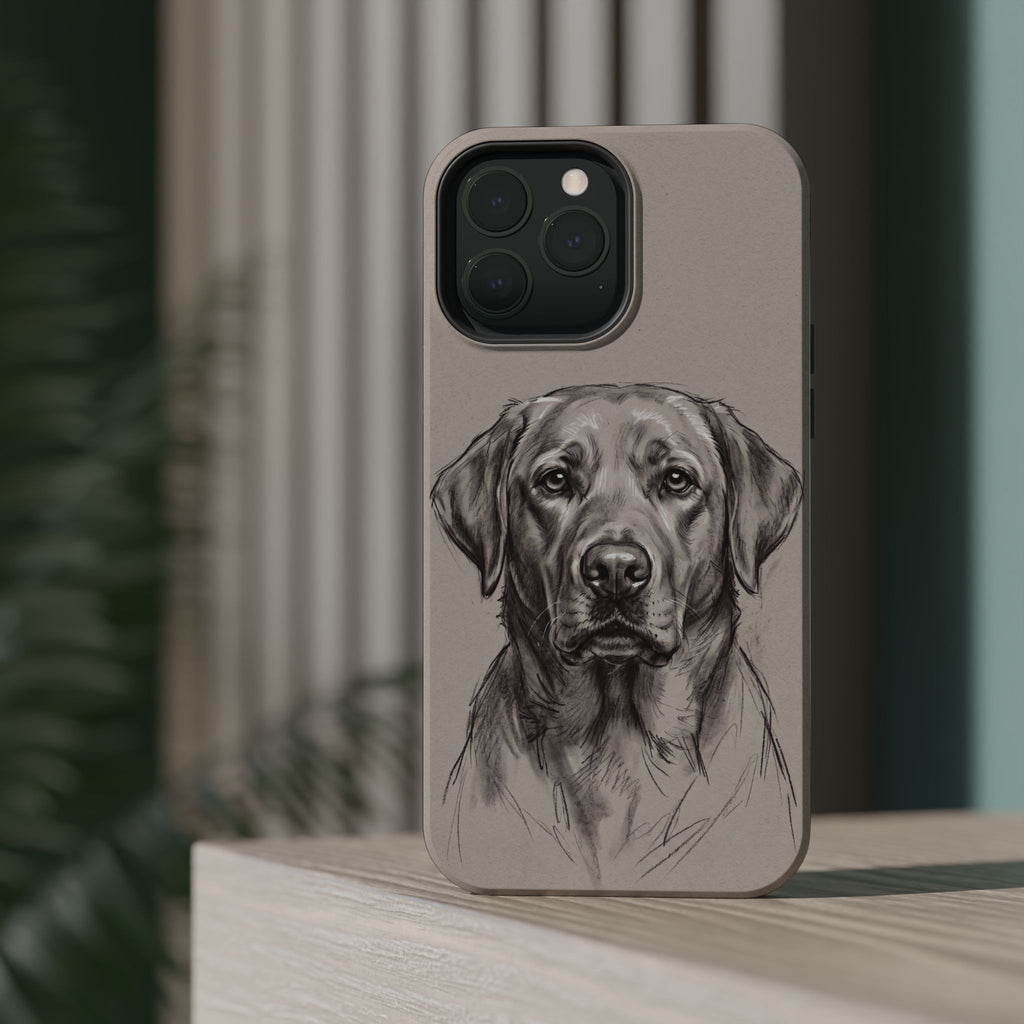 Charcoal Sketch Labrador Phone Case — Tough Magnetic Case with Wireless Charging