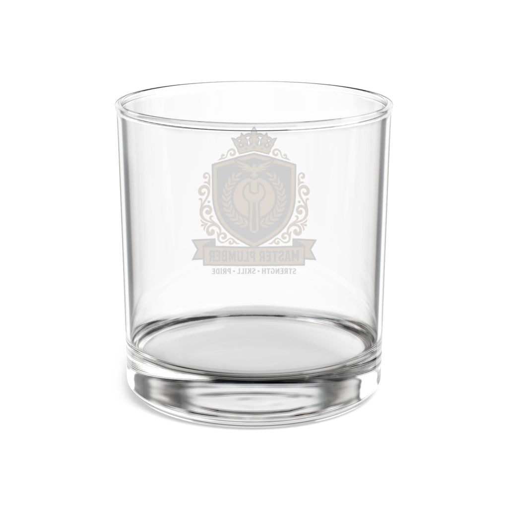 Master Plumber Crest Rocks Glass 10oz — Gold & Black Whiskey Glass