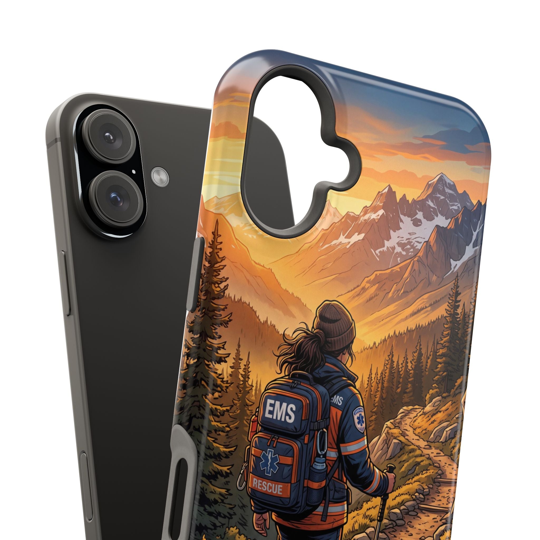 Paramedic/EMT Mountain Phone Case — Magnetic Wireless Charging Cover
