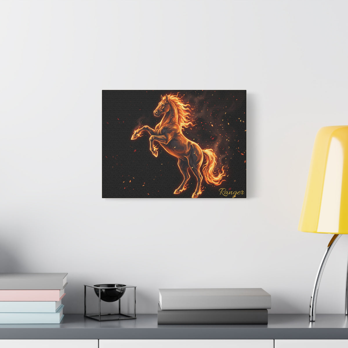 Horse Personalized Canvas | Fire and Embers Rearing Horse Wall Art