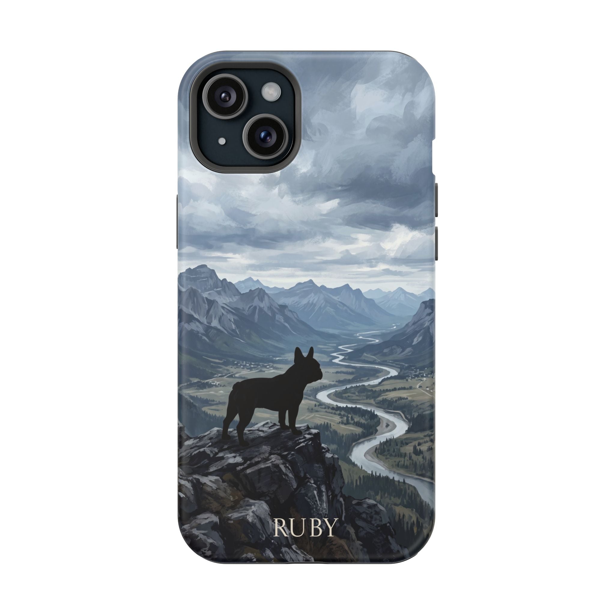 Personalized French Bulldog Mountain Valley Phone Case — Wireless Charging Cover