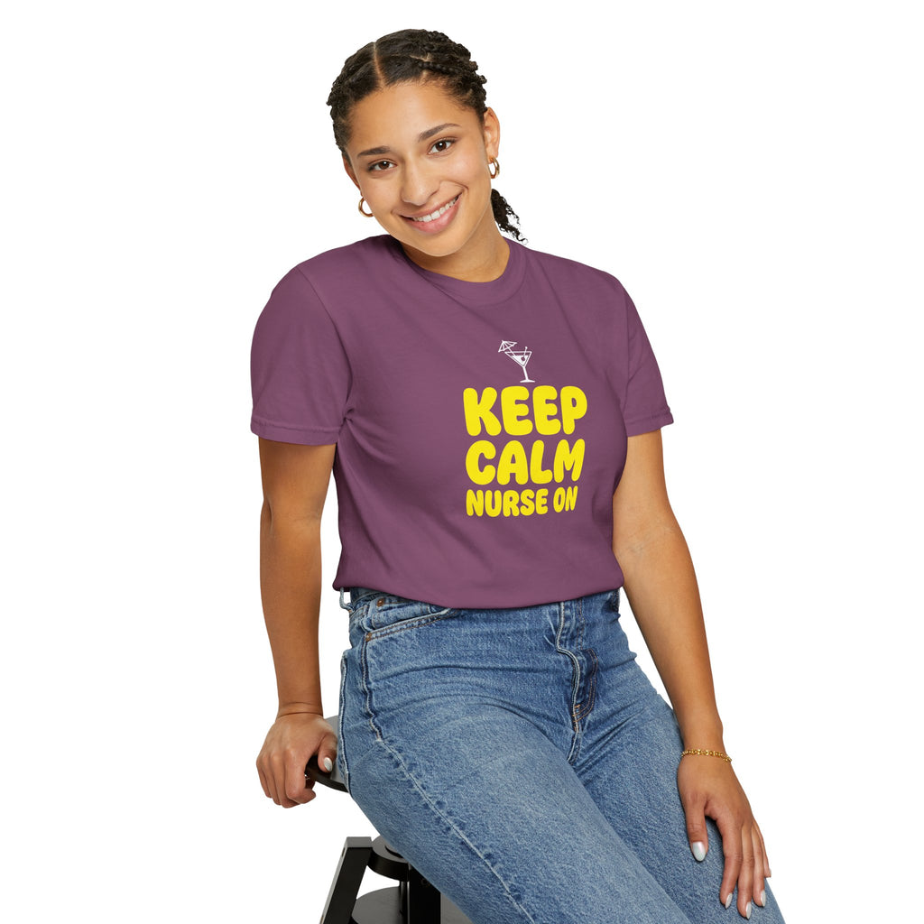 Nurse T-Shirt - "Keep Calm Nurse On" Funny Nursing Quote Unisex Tee, Nurse Appreciation Gift