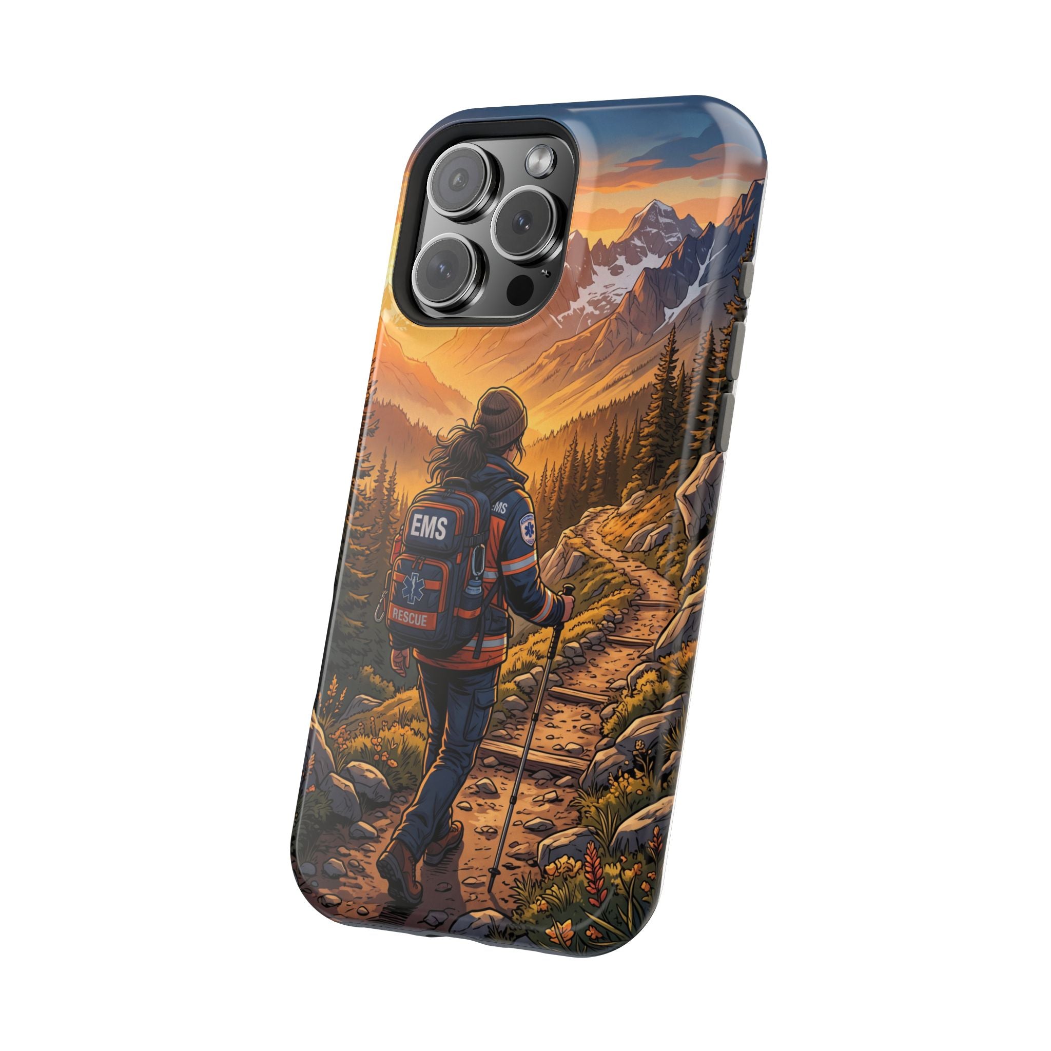 Paramedic/EMT Mountain Phone Case — Magnetic Wireless Charging Cover