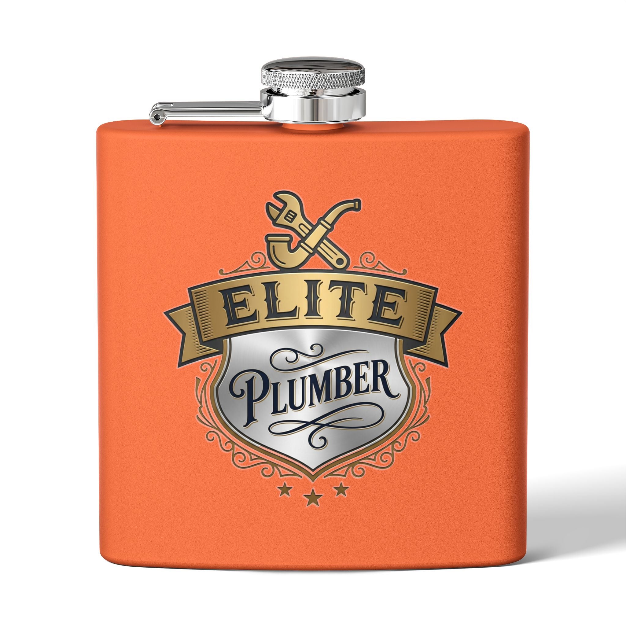 Flask — "Elite Plumber" 6oz Stainless Steel Hip Flask