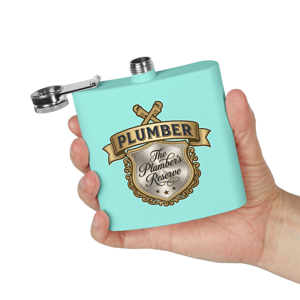 Flask — "The Plumber's Reserve" 6oz Stainless Steel Hip Flask