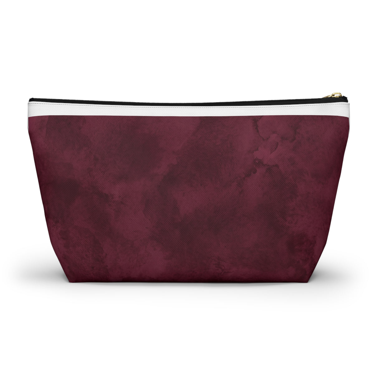 RN Silver Caduceus Burgundy Accessory Pouch — T-Bottom Zipper Bag