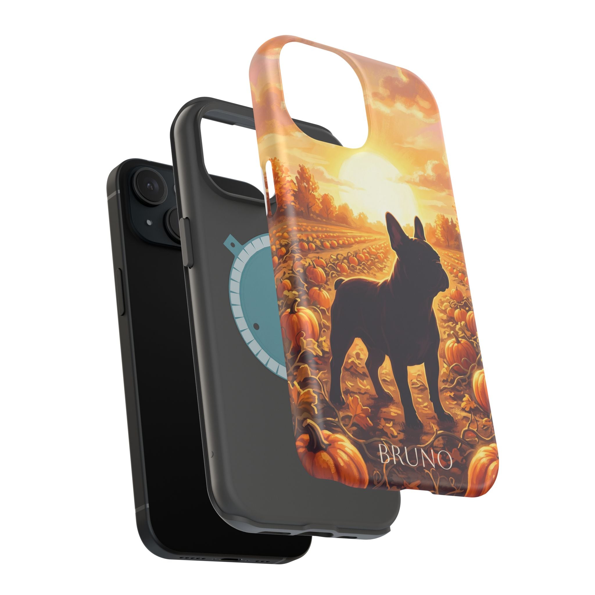 Personalized French Bulldog Pumpkin Patch Phone Case — Wireless Charging Cover