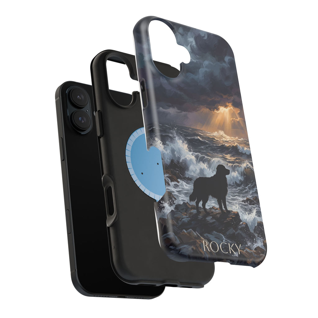 Personalized Golden Retriever Stormy Sea Phone Case — Wireless Charging Cover