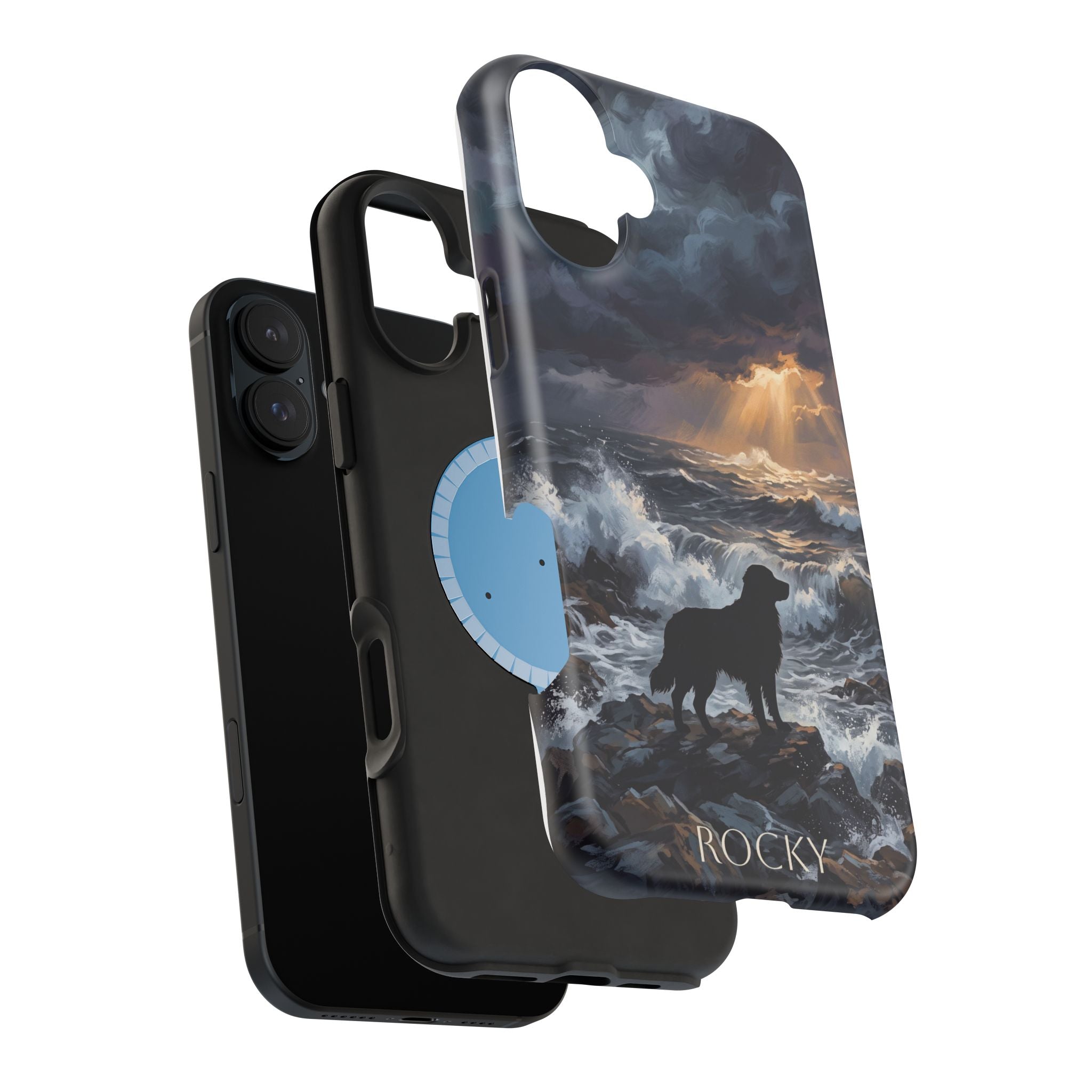 Personalized Golden Retriever Stormy Sea Phone Case — Wireless Charging Cover