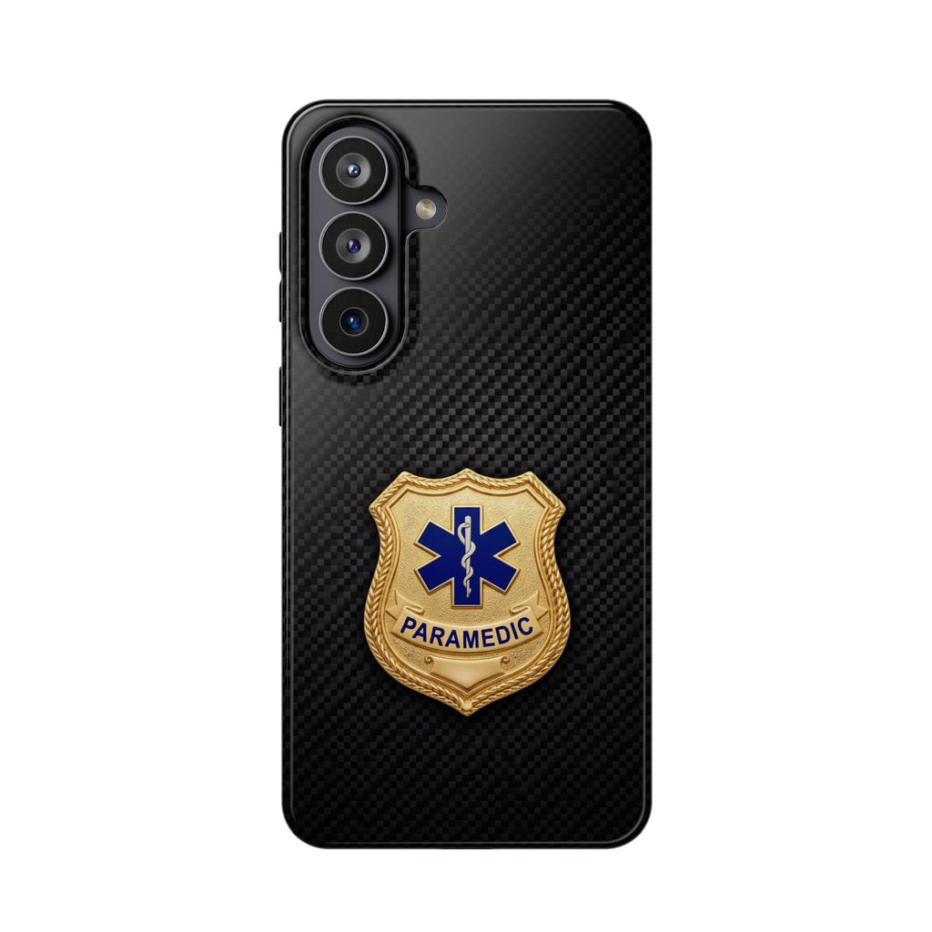 Gold Paramedic Badge Black Phone Case — Magnetic Wireless Charging Cover