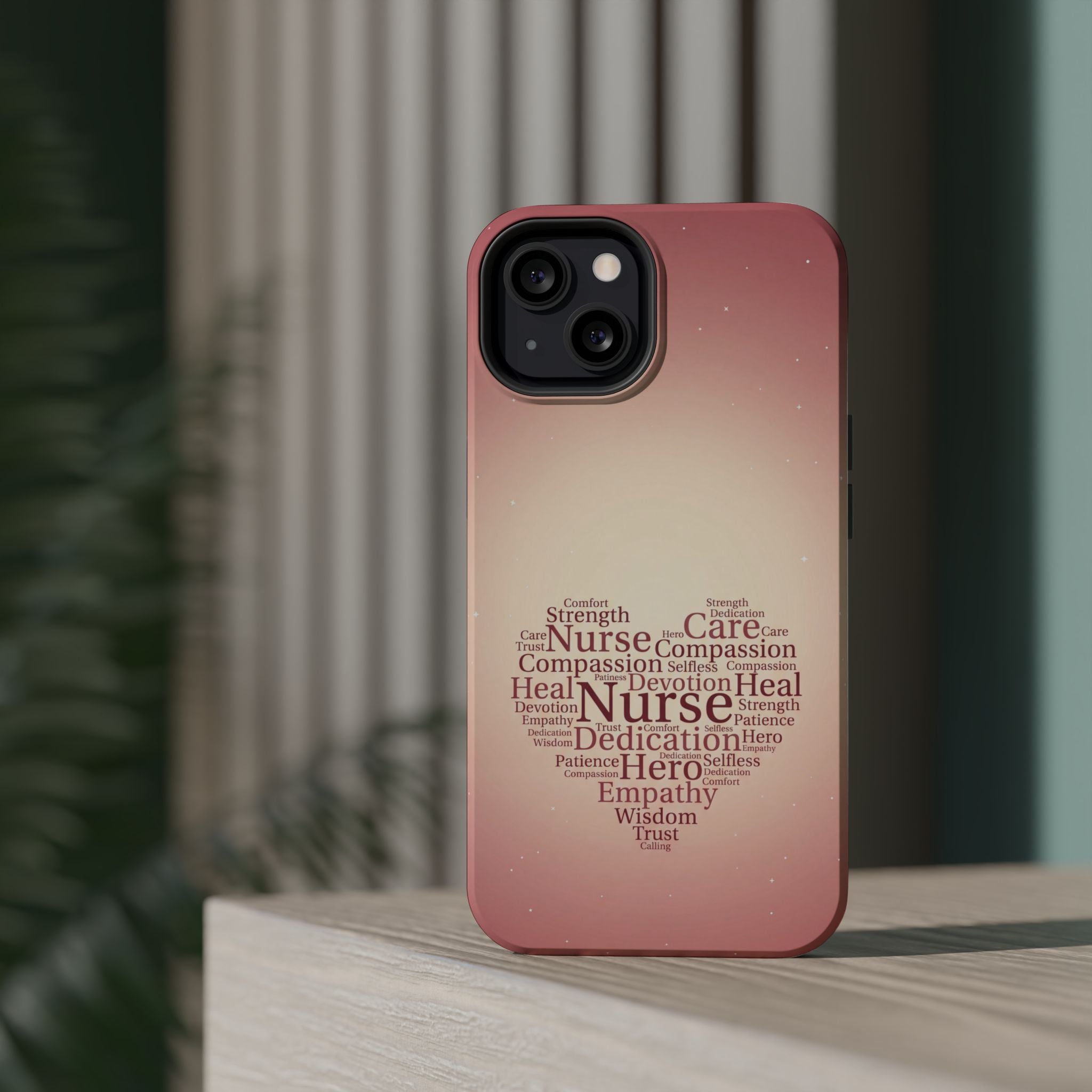 Nurse Heart Word Art Phone Case — Impact-Resistant Wireless Charging Cover