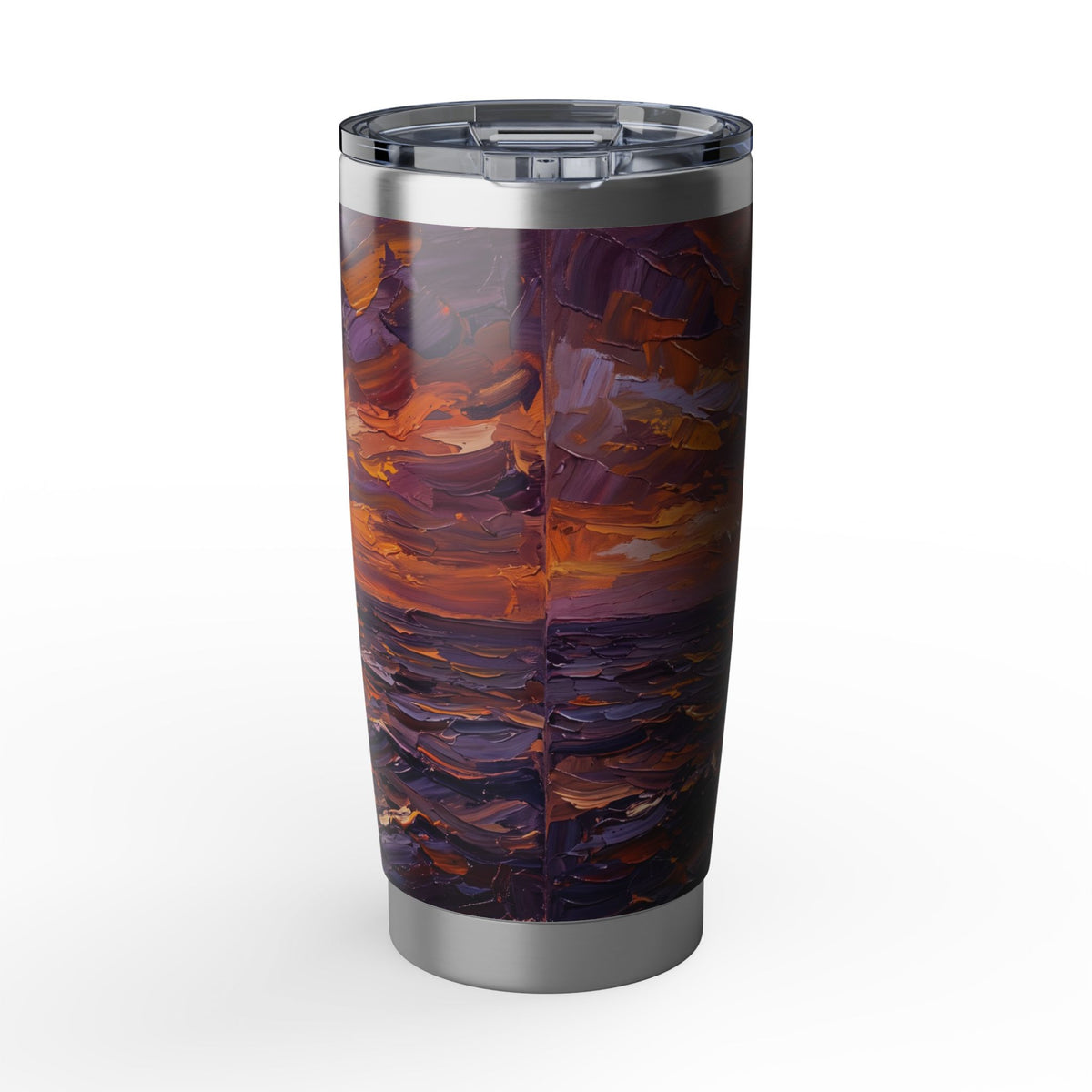 Sailing Personalized Tumbler | Palette Knife Sunset Art — 20 oz Stainless Travel Mug