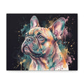 Watercolor French Bulldog Canvas Print — Colorful Dog Wall Art, Matte Stretched Canvas