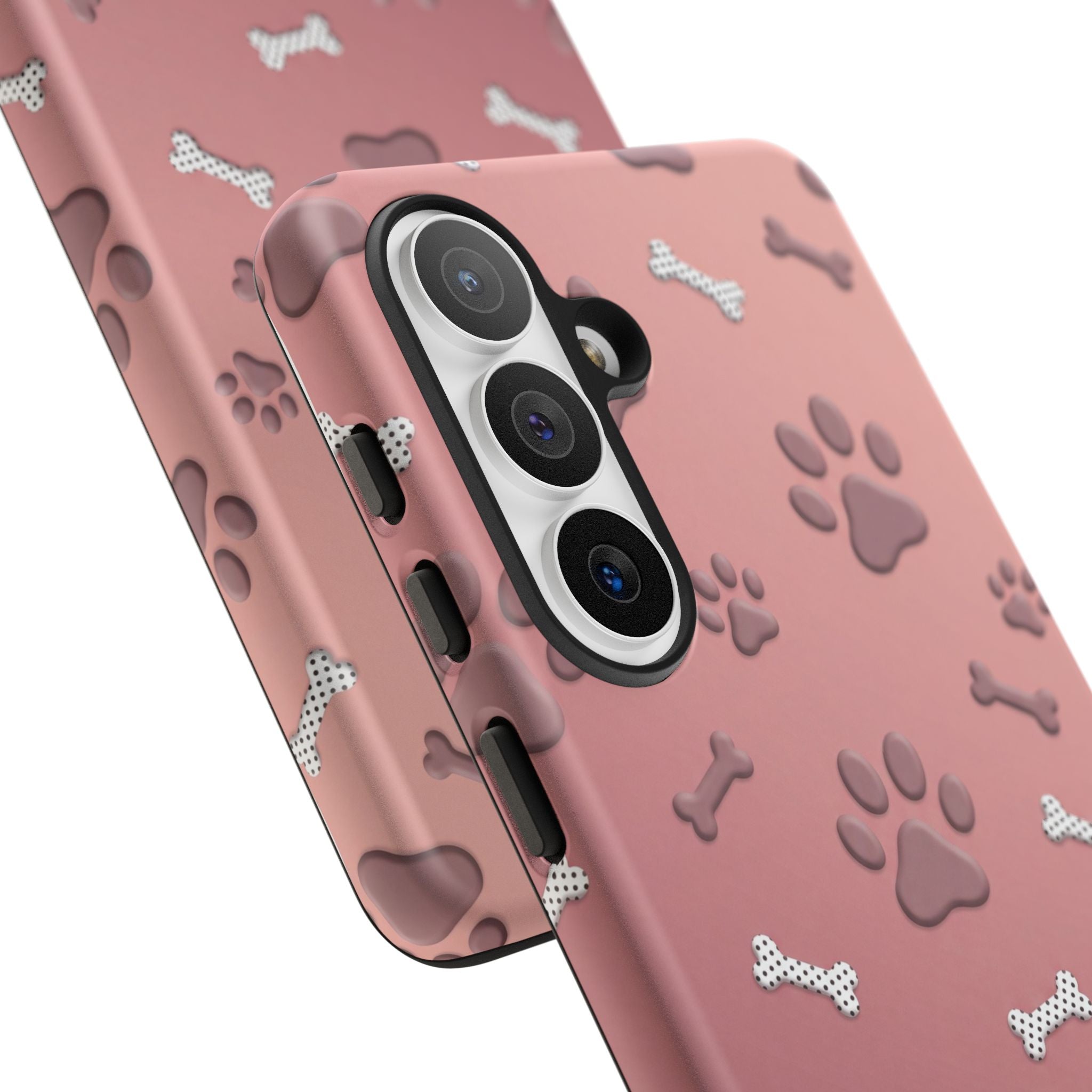 iPhone & Samsung Phone Case | Paw Print & Bone  | Dusty Rose Pattern Case for Frenchie Lovers