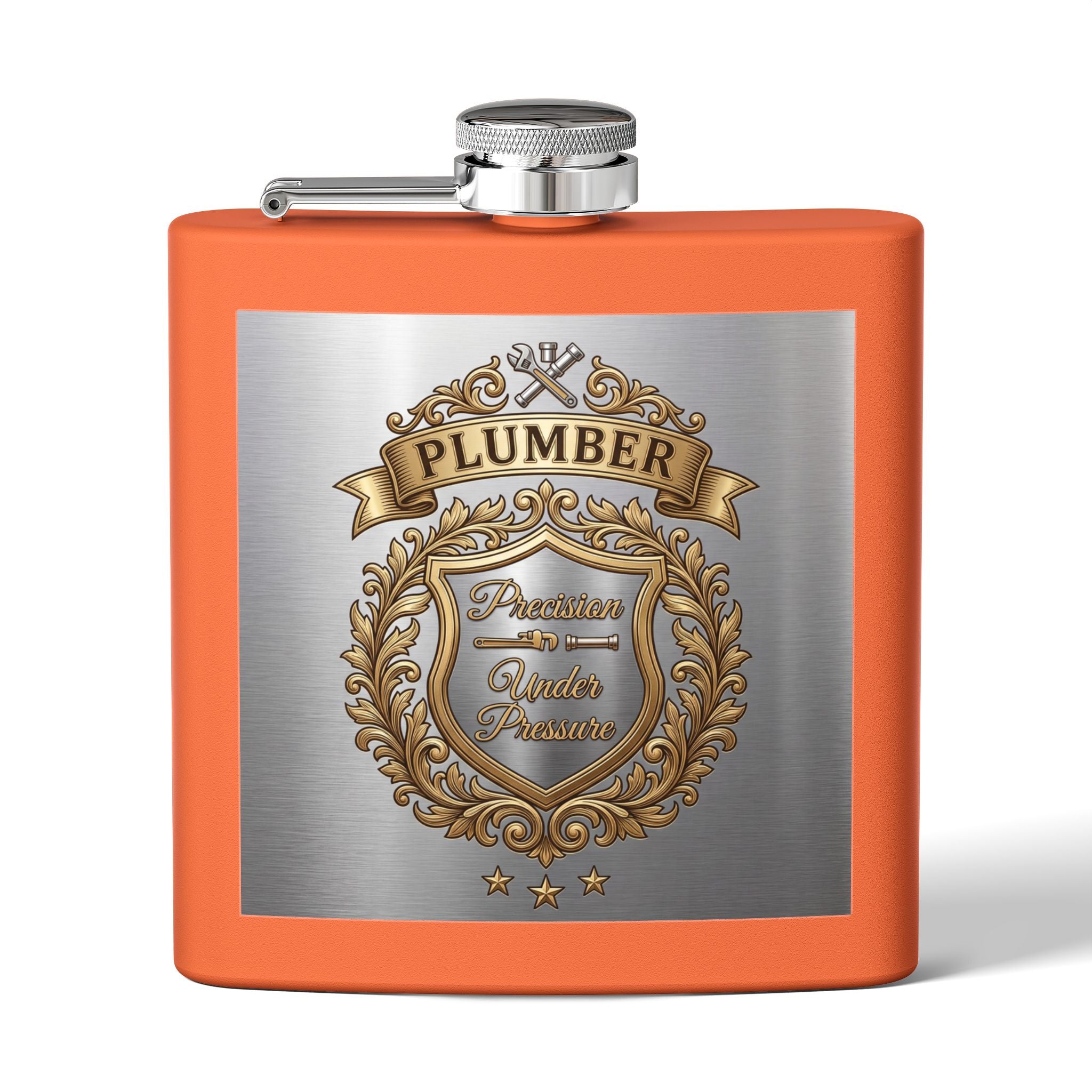 Flask — "Plumber: Precision Under Pressure" 6oz Stainless Steel Hip Flask