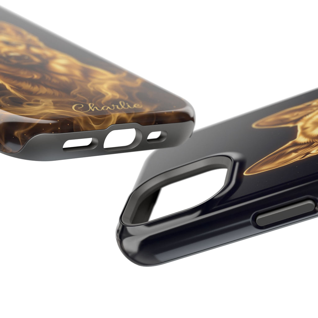 German Shepherd Phone Case | Personalized Gold Glow Art — Tough Magnetic Case with Wireless Charging