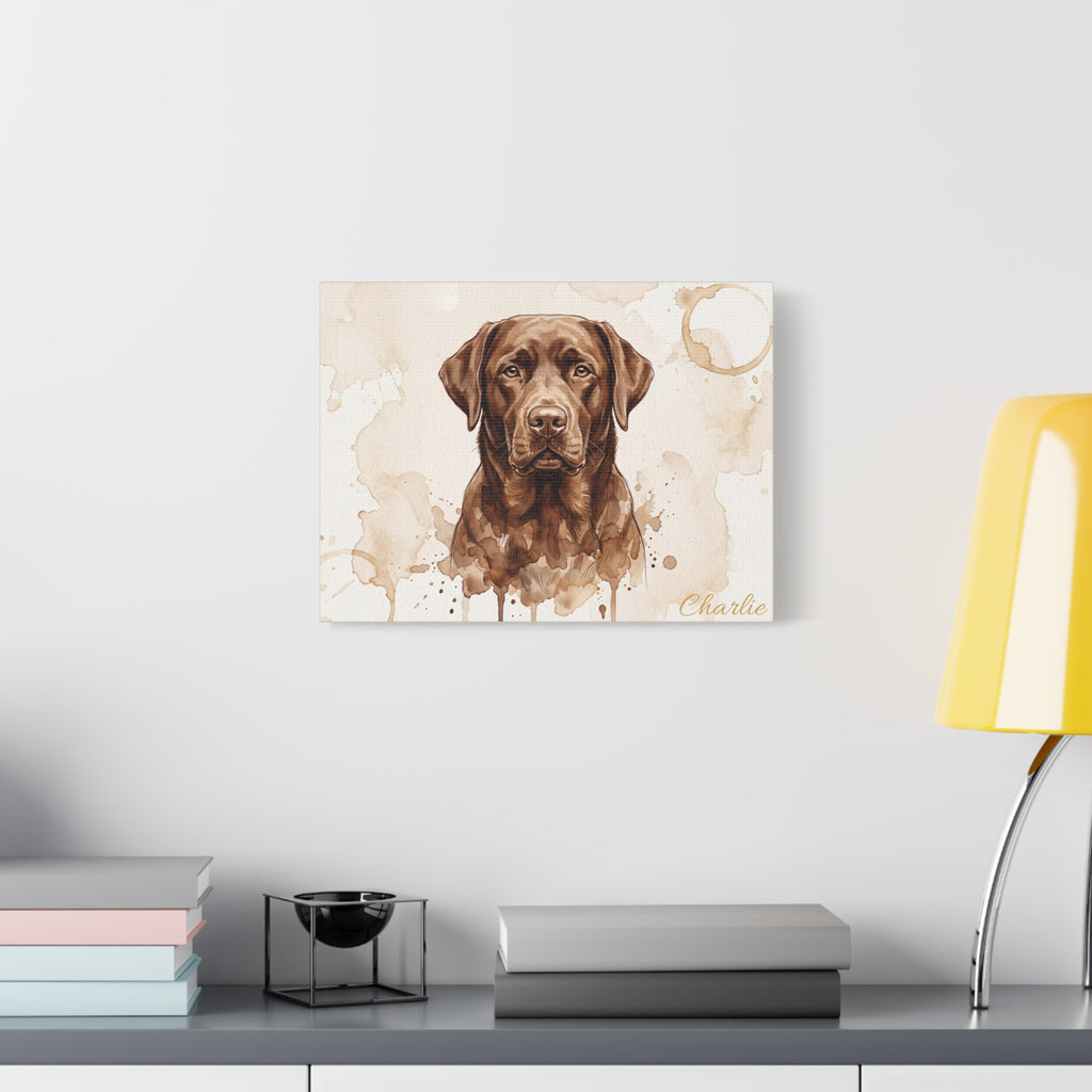 Chocolate Labrador Personalized Canvas | Watercolor Sepia Wall Art