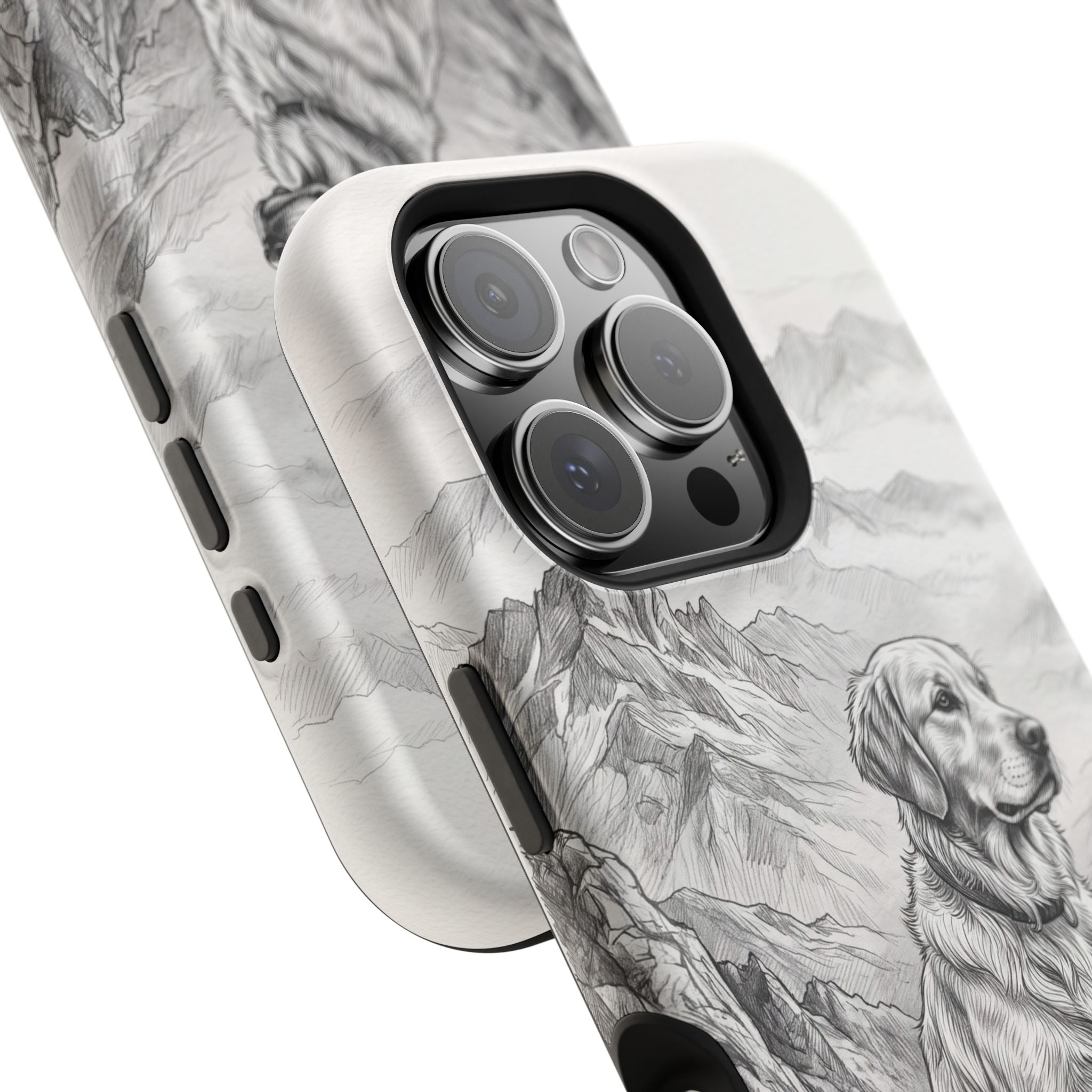 Personalized Golden Retriever Mountain Peak Phone Case — Wireless Charging Cover