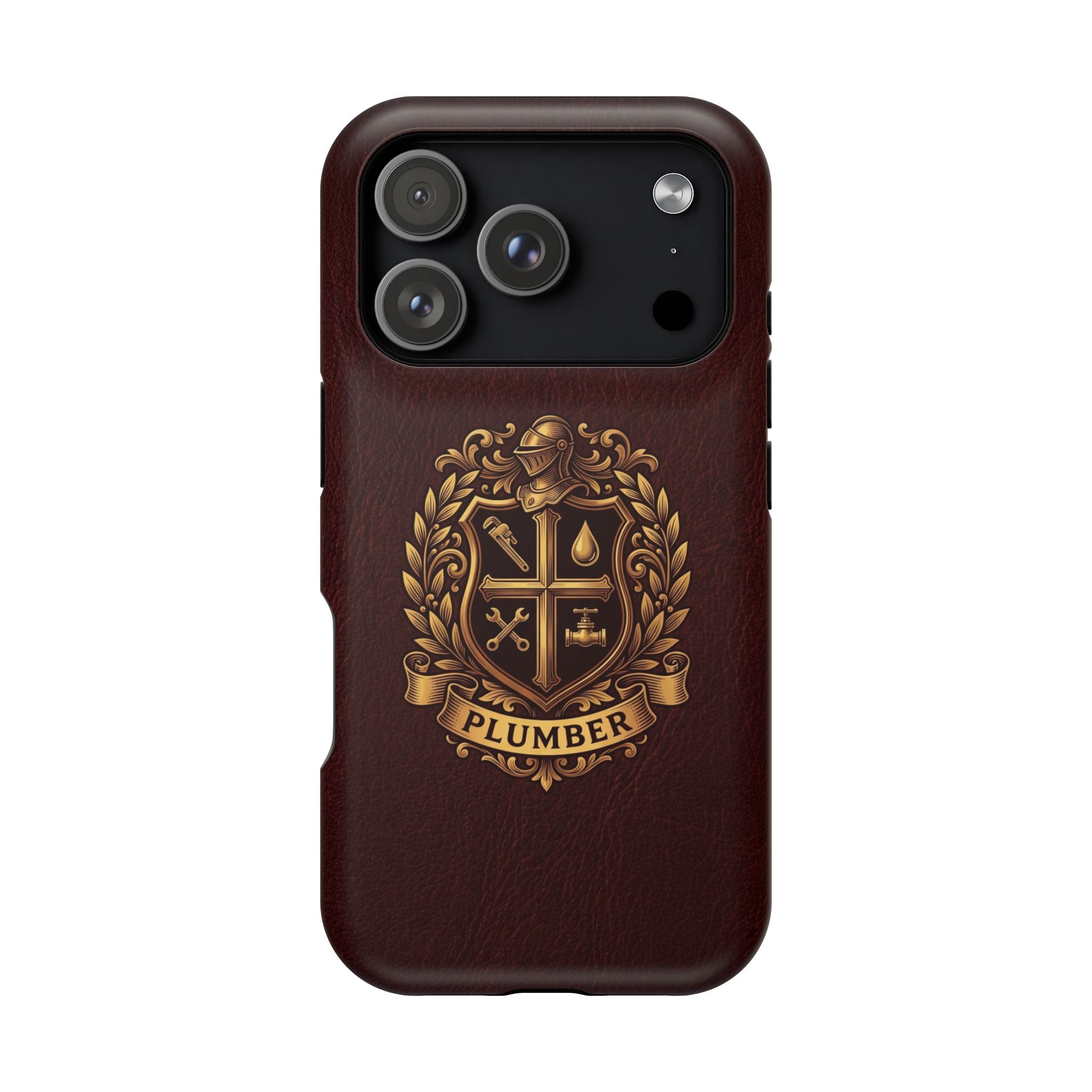 Plumber Crest Phone Case — Heraldic Shield Design Wireless Charging Cover