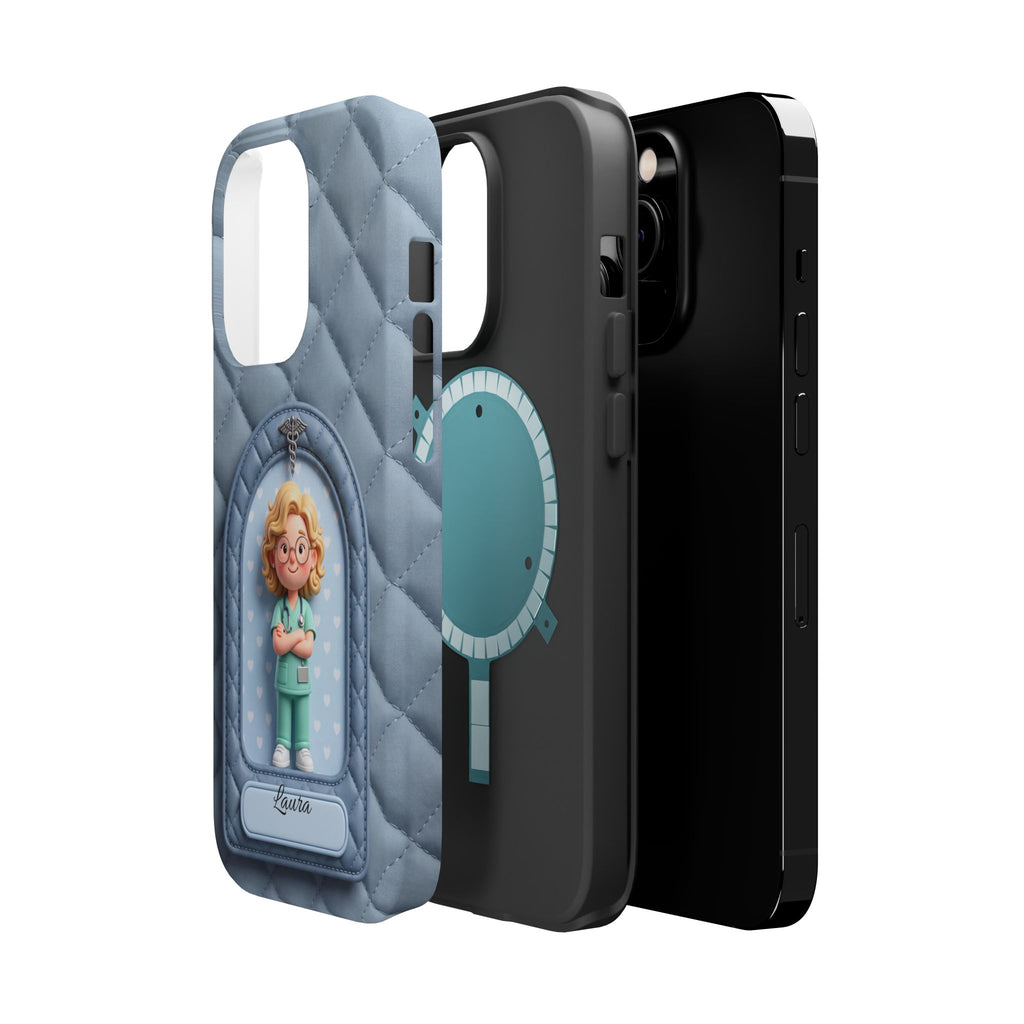 Personalized Quilted Nurse Phone Case — Wireless Charging Cover