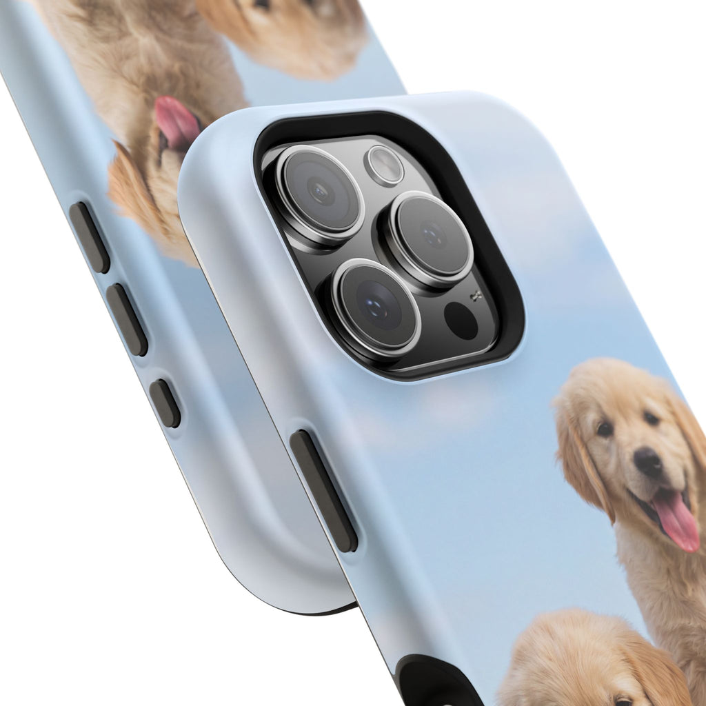 Golden Retriever Puppy Duo Phone Case — Impact-Resistant Wireless Charging Cover