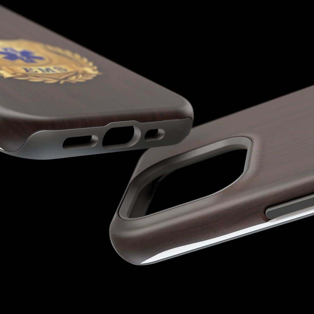 Gold EMS Laurel Badge Wood Phone Case — Magnetic Wireless Charging Cover