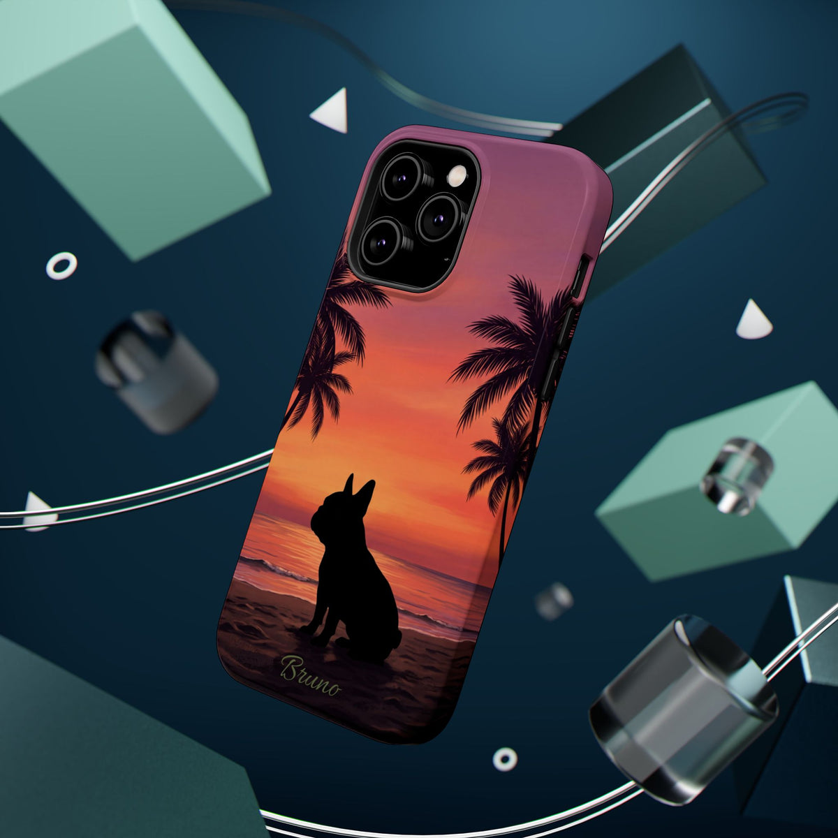 Personalized French Bulldog Tropical Beach Phone Case — Wireless Charging Cover