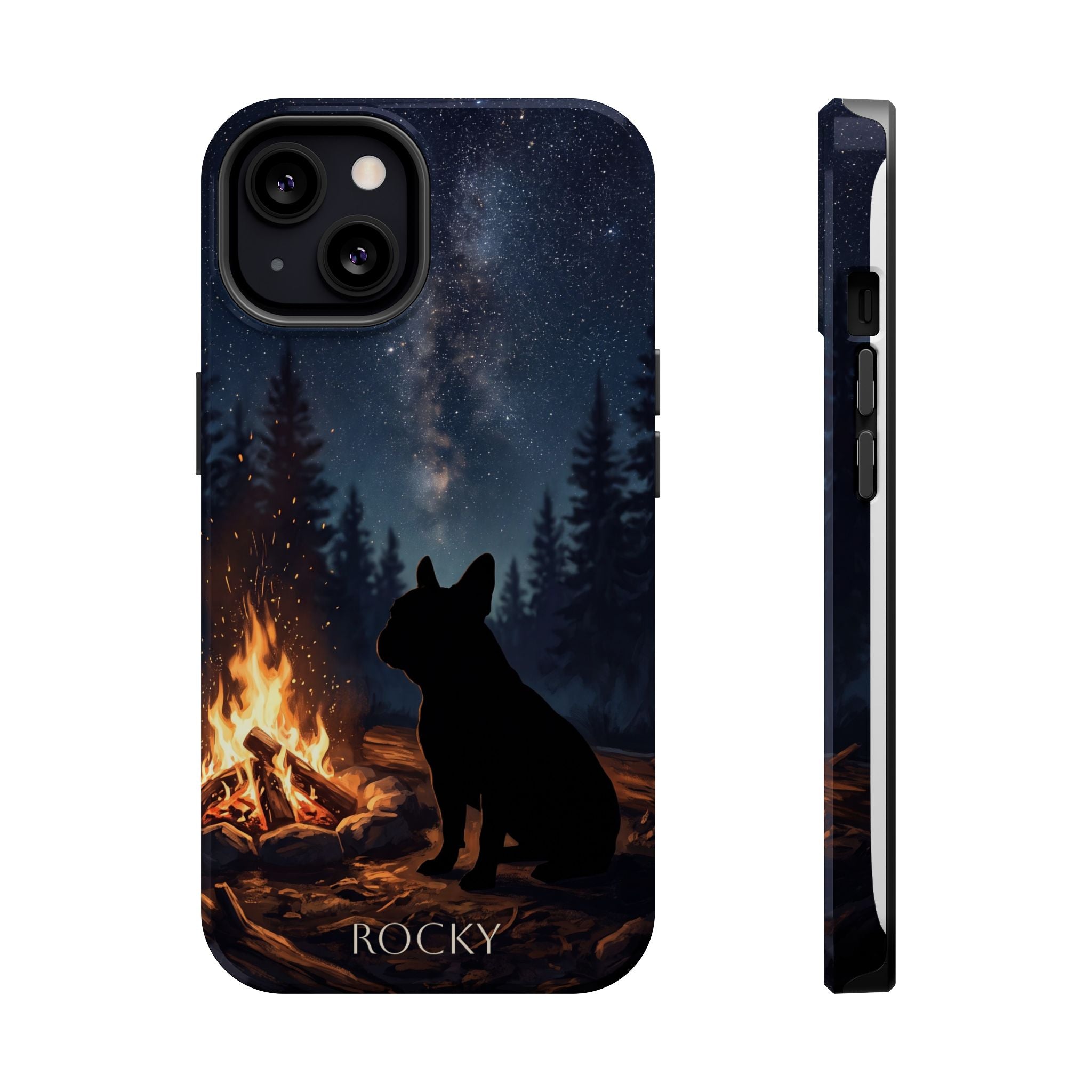 Personalized French Bulldog Campfire Phone Case — Wireless Charging Cover