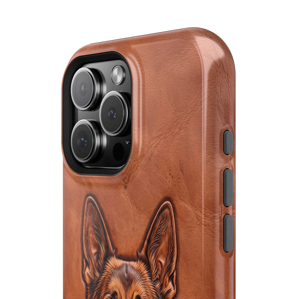 German Shepherd Phone Case | Western Tooled Art — Tough Magnetic Case with Wireless Charging